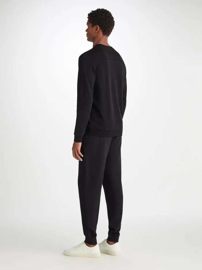 Sweatshirts Men Derek Rose Sweatshirt Quinn Cotton Modal Black