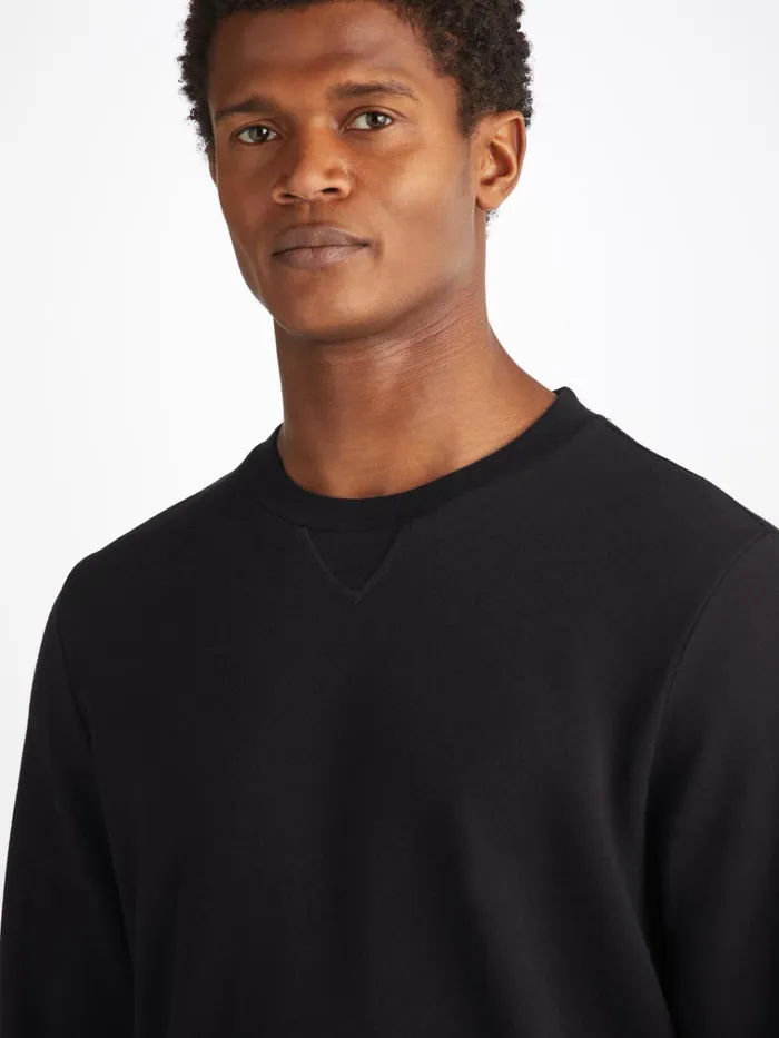 Sweatshirts Men Derek Rose Sweatshirt Quinn Cotton Modal Black