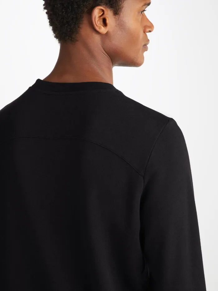 Sweatshirts Men Derek Rose Sweatshirt Quinn Cotton Modal Black