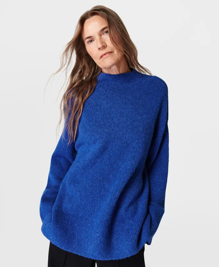 Sweaty Betty Pinnacle Wool Funnel Neck Lightning Blue Women Knitwear