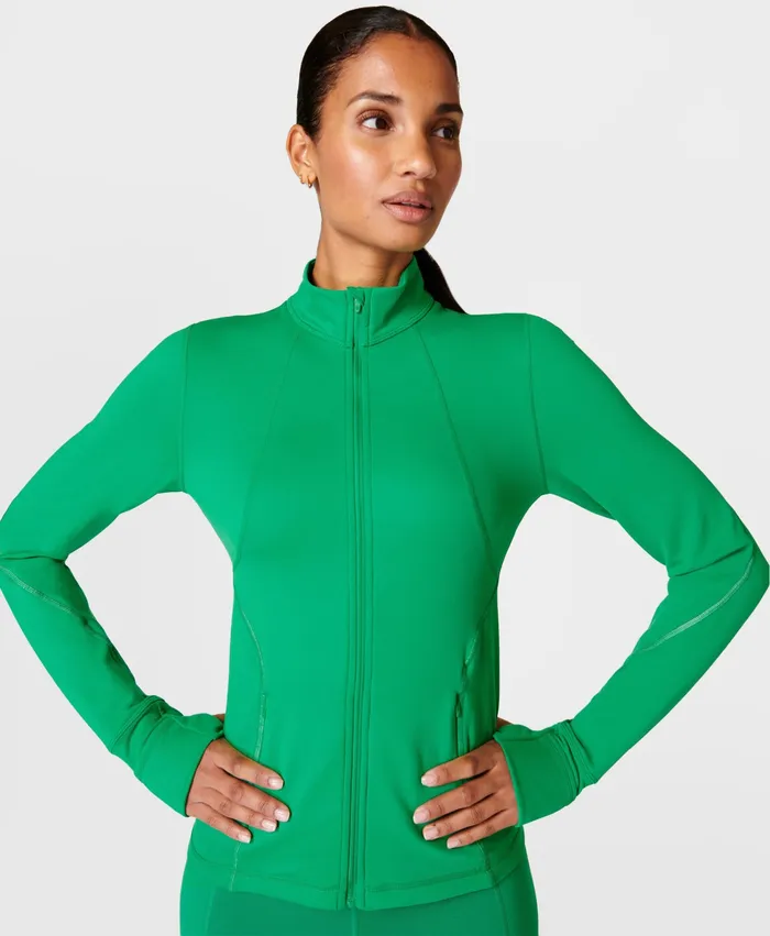 Sweaty Betty Therma Boost Running Zip Up Electro Green Women Jumpers Hoodies