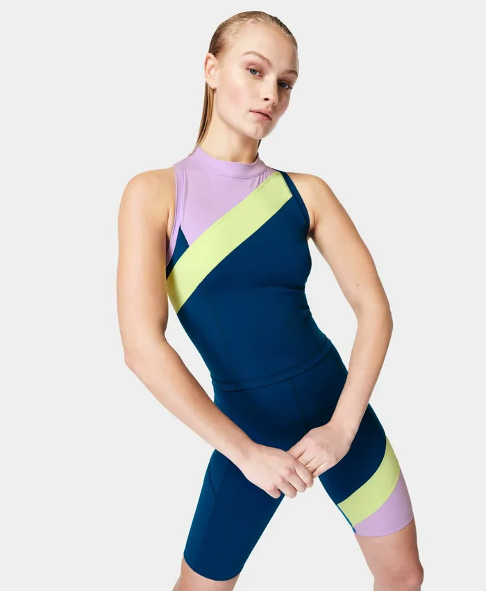 Sweaty Betty Vest Tops Women Power Zip Back Gym Vest Top Deep Blue