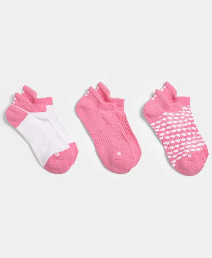 Sweaty Betty Workout Trainer Socks 3 Pack Sparkling Pink Women Underwear