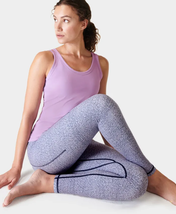 Sweaty Betty Yoga Pants Women Super Soft 78 Yoga Leggings Purple Textural Mist Print