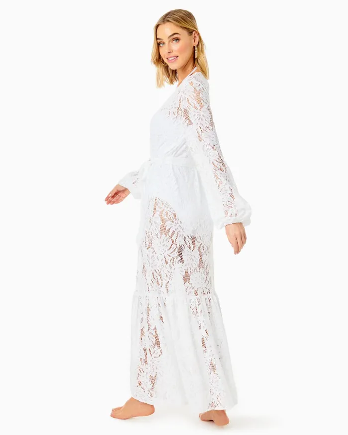 Swim Women Lilly Pulitzer Adela Maxi CoverUp Resort White Paradise Found Lace Swim Women Lilly Pulitzer Adela Maxi CoverUp Resort White Paradise Found Lace