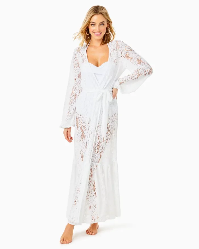 Swim Women Lilly Pulitzer Adela Maxi CoverUp Resort White Paradise Found Lace Swim Women Lilly Pulitzer Adela Maxi CoverUp Resort White Paradise Found Lace