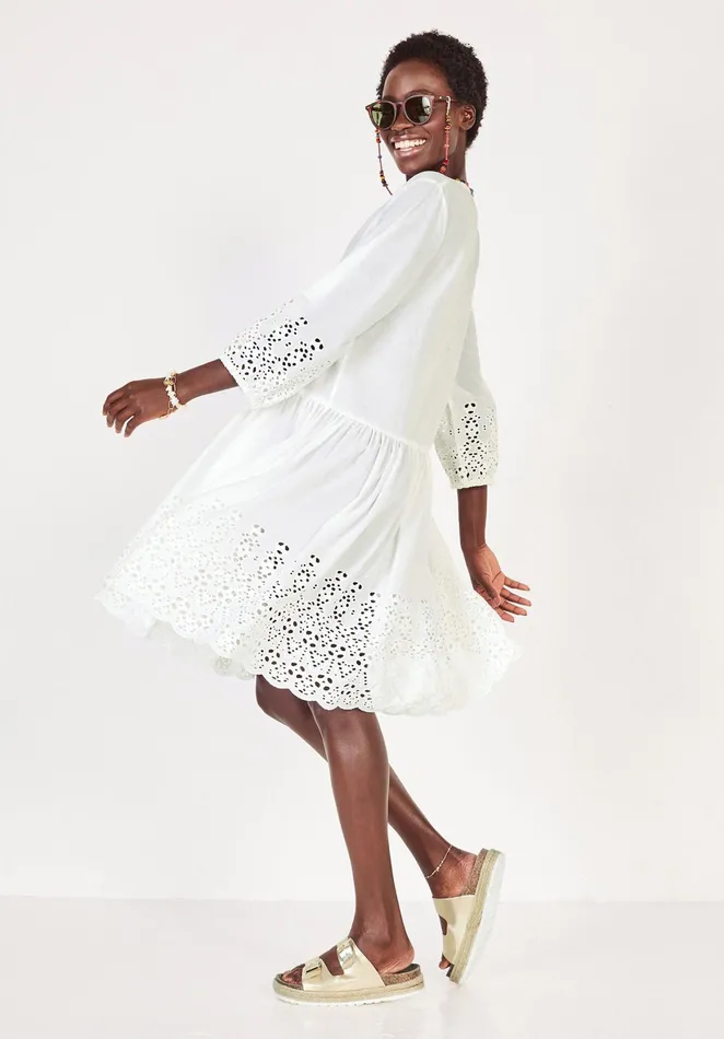 Swimwear Women Hush Cate Broderie Cover Up White