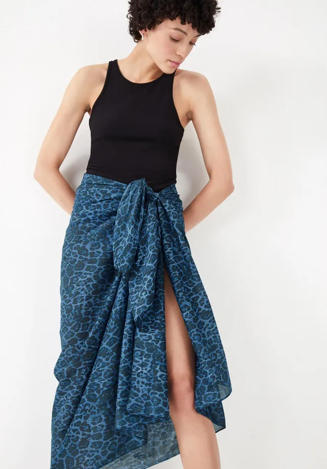 Swimwear Women Hush Romy Beach Sarong Blue Leopard