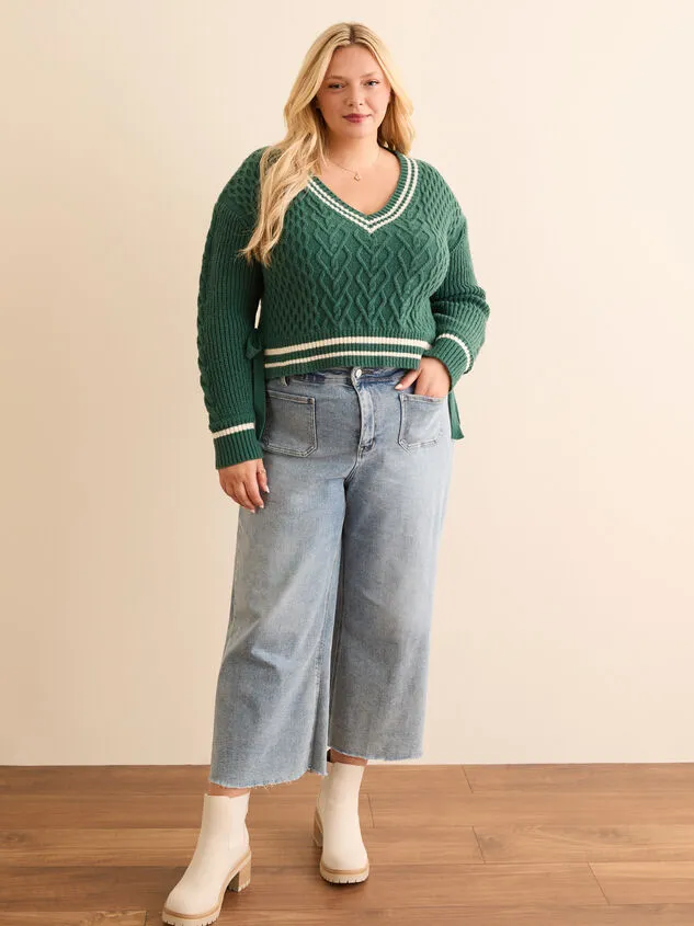Sydney Varsity Sweater Greenivory Women Altar039d State Sweaters Cardigans