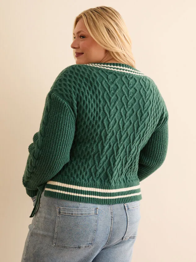 Sydney Varsity Sweater Greenivory Women Altar039d State Sweaters Cardigans