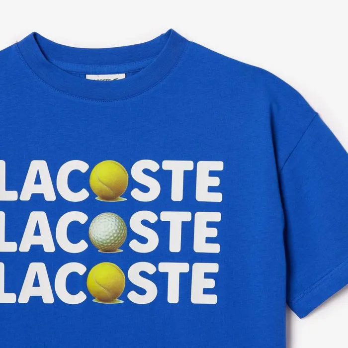 TShirts and Tops Kids Lacoste Kids039 Relaxed Fit Cotton Tennis Ball TShirt Ladigue Blue Ixw