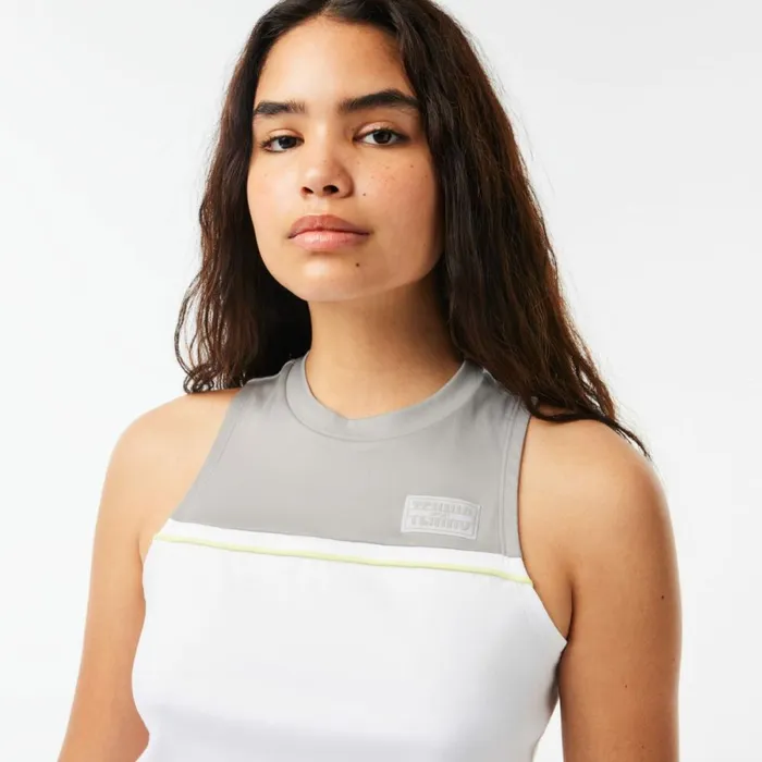 TShirts and Tops Women Lacoste Women039s Contrast Stretch Cotton Sport TShirt White Grey Ja0