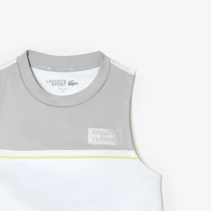 TShirts and Tops Women Lacoste Women039s Contrast Stretch Cotton Sport TShirt White Grey Ja0