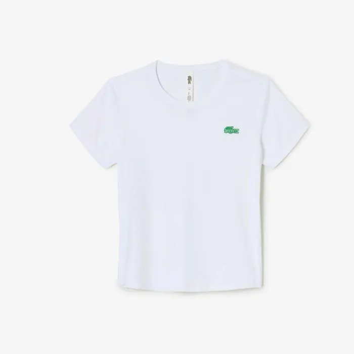 TShirts and Tops Women Lacoste Women039s Lacoste X Bandier Pro Featherweight TShirt White 001