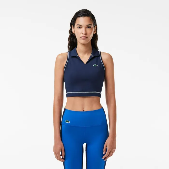 TShirts and Tops Women Lacoste Women039s Polo Inspired Sports Bra Navy Blue 166