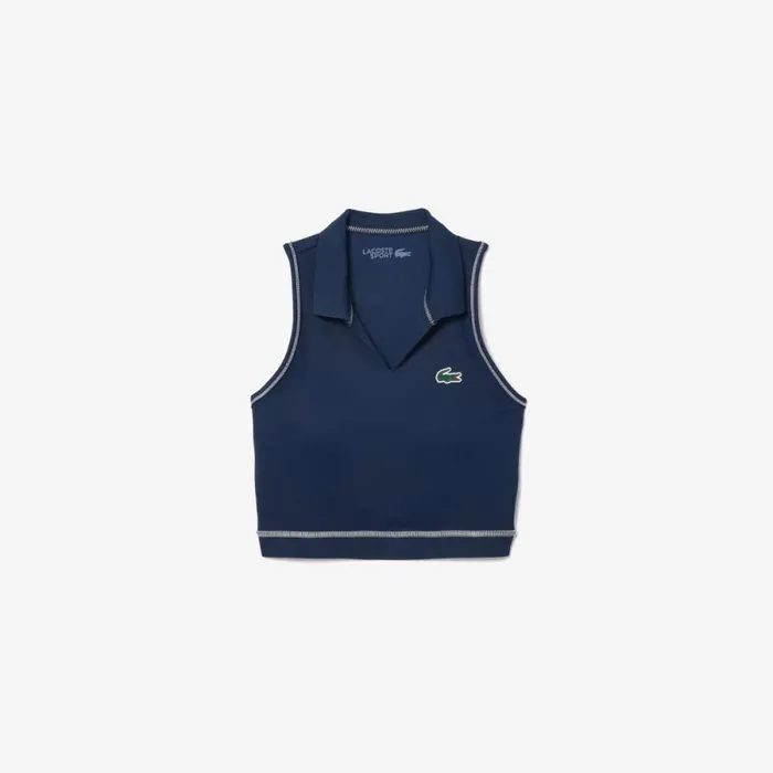 TShirts and Tops Women Lacoste Women039s Polo Inspired Sports Bra Navy Blue 166