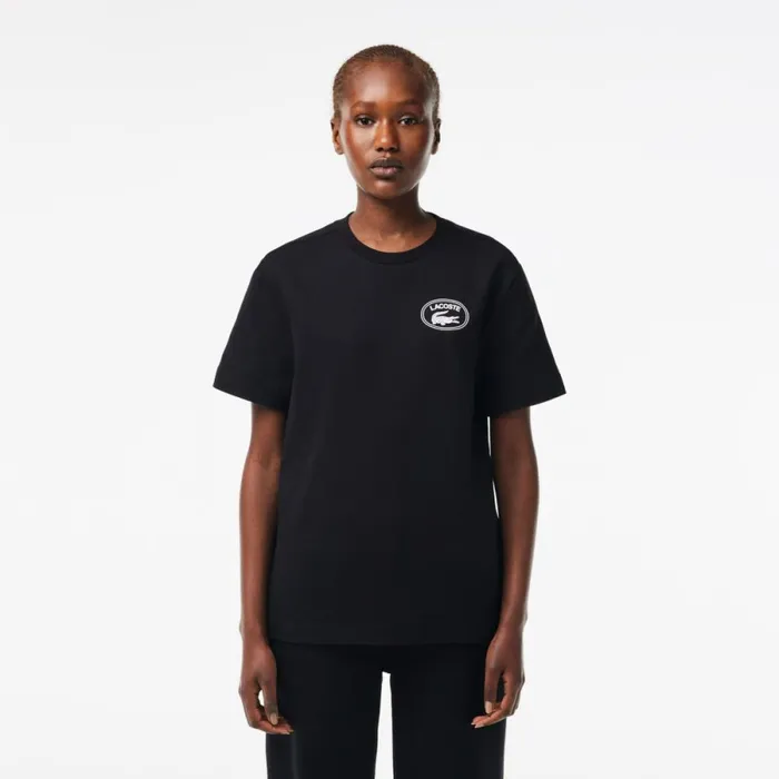 TShirts and Tops Women Lacoste Women039s Regular Fit Signature Print TShirt Black 031