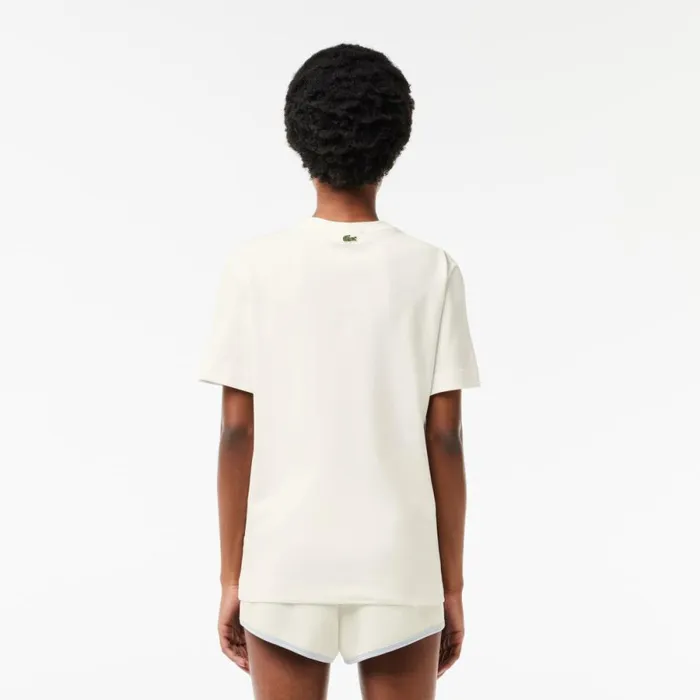 TShirts and Tops Women Lacoste Women039s Regular Fit Signature Print TShirt White 70v