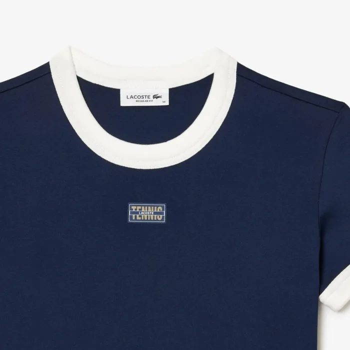 TShirts and Tops Women Lacoste Women039s Slim Fit Cotton Tennis TShirt Navy Blue White Hhw