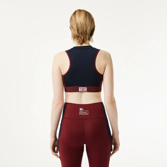 TShirts and Tops Women Lacoste Women039s Stretch Sports Bra Navy Blue Bordeaux R1i