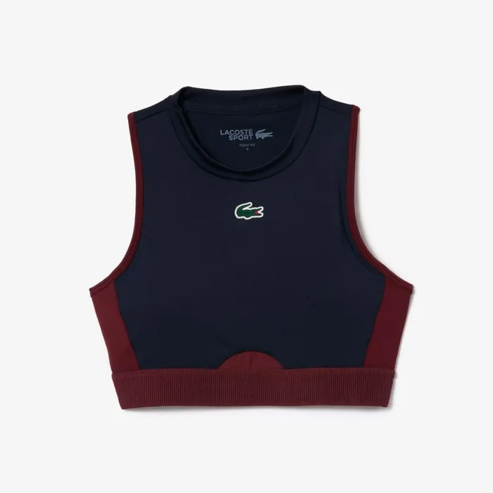 TShirts and Tops Women Lacoste Women039s Stretch Sports Bra Navy Blue Bordeaux R1i