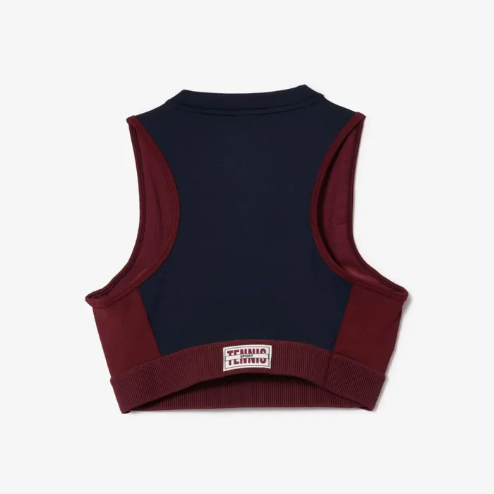TShirts and Tops Women Lacoste Women039s Stretch Sports Bra Navy Blue Bordeaux R1i