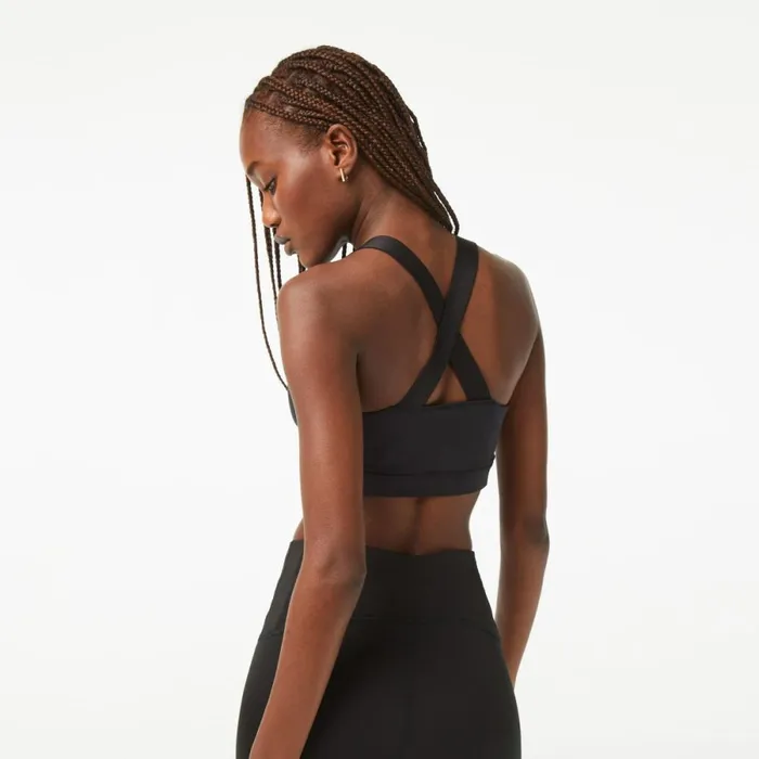 TShirts and Tops Women Lacoste Womens SPORT Cross Strap Sports Bra Black 8vm