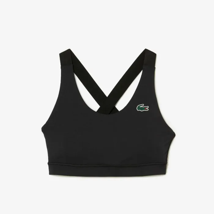 TShirts and Tops Women Lacoste Womens SPORT Cross Strap Sports Bra Black 8vm