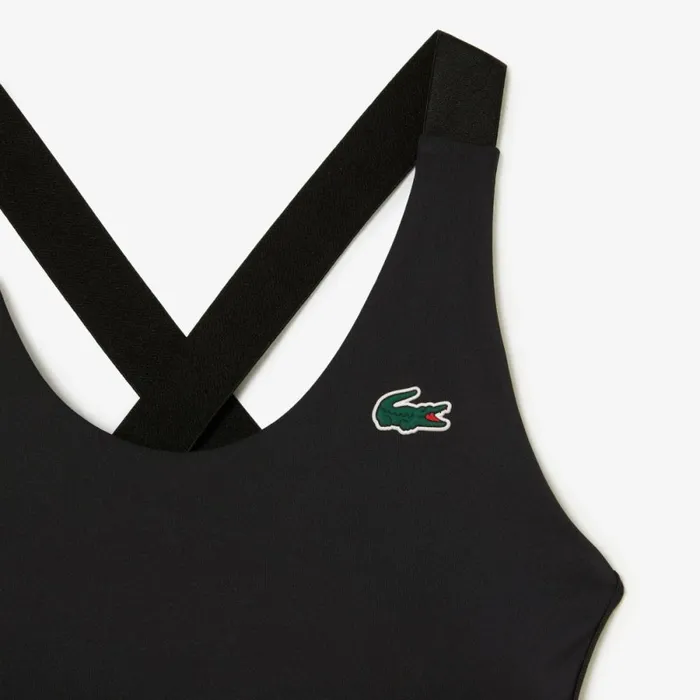 TShirts and Tops Women Lacoste Womens SPORT Cross Strap Sports Bra Black 8vm