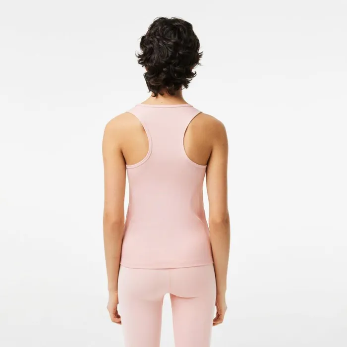 TShirts and Tops Women Lacoste Womens Sport Slim Fit Ribbed Tank Waterlily Pink Kf9