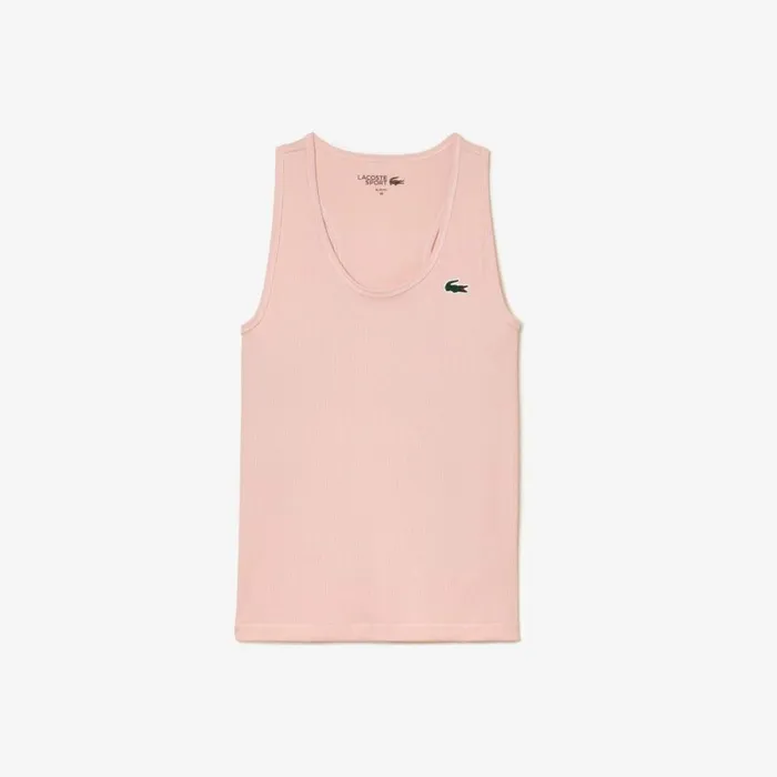 TShirts and Tops Women Lacoste Womens Sport Slim Fit Ribbed Tank Waterlily Pink Kf9