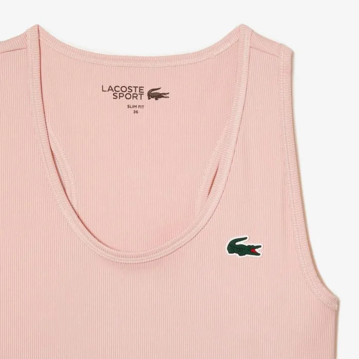 TShirts and Tops Women Lacoste Womens Sport Slim Fit Ribbed Tank Waterlily Pink Kf9