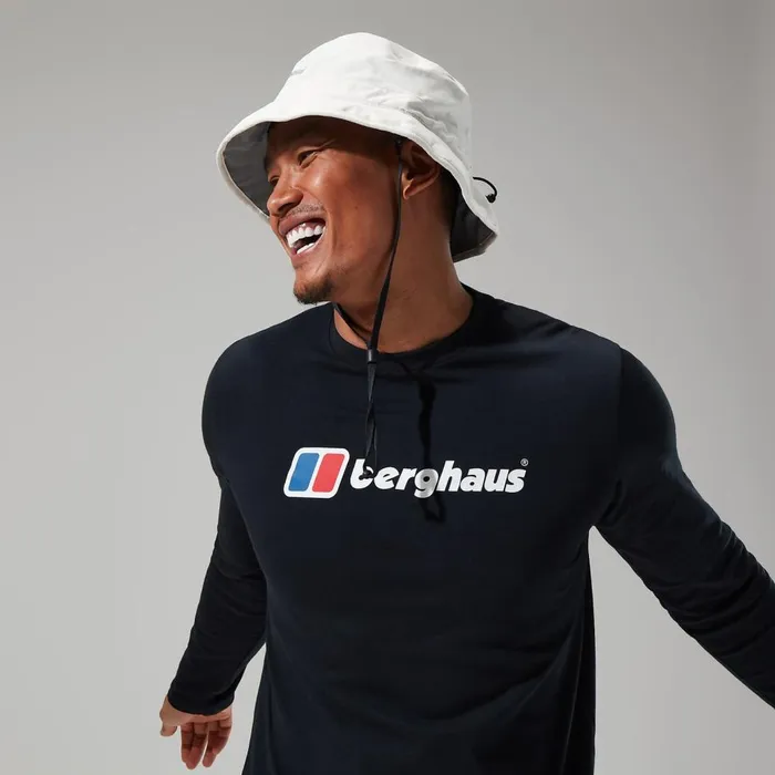 TShirts Men Berghaus Organic Big Logo Long Sleeve Tee Black