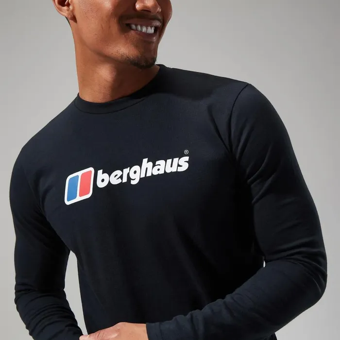TShirts Men Berghaus Organic Big Logo Long Sleeve Tee Black