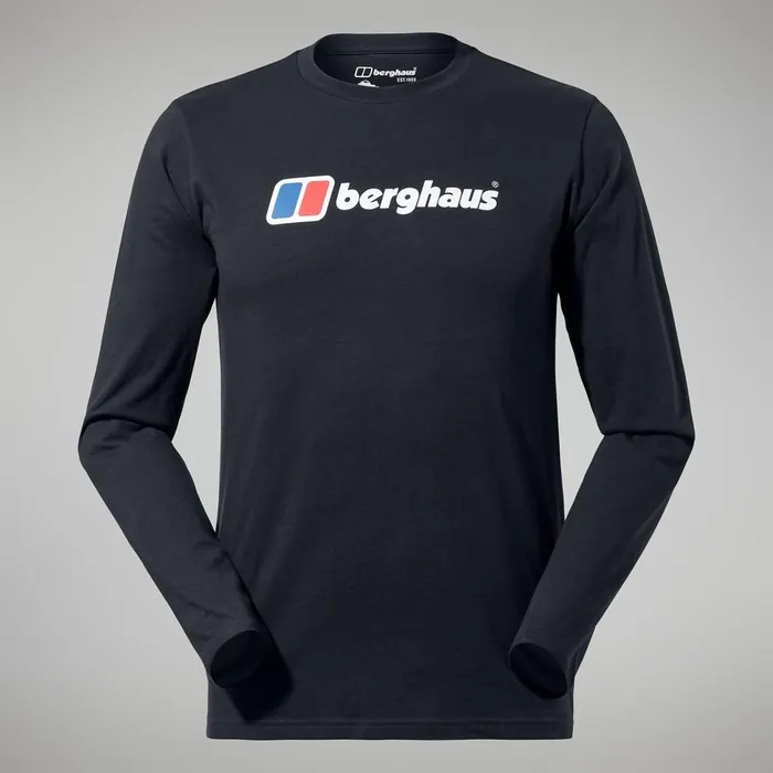 TShirts Men Berghaus Organic Big Logo Long Sleeve Tee Black