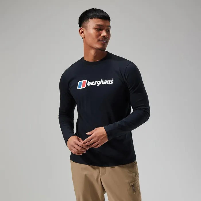 TShirts Men Berghaus Organic Big Logo Long Sleeve Tee Black