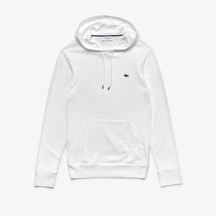TShirts Men Lacoste Men039s Cotton Jersey Hooded TShirt White 001
