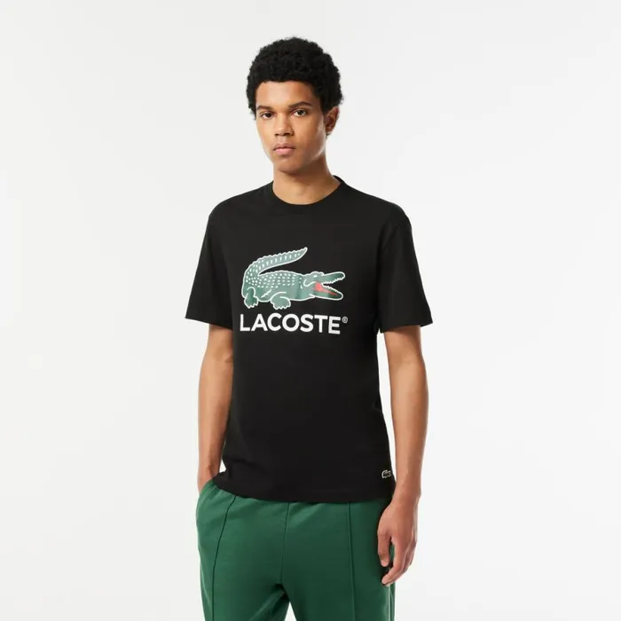 TShirts Men Lacoste Men039s Cotton Jersey Signature Print TShirt Black 031