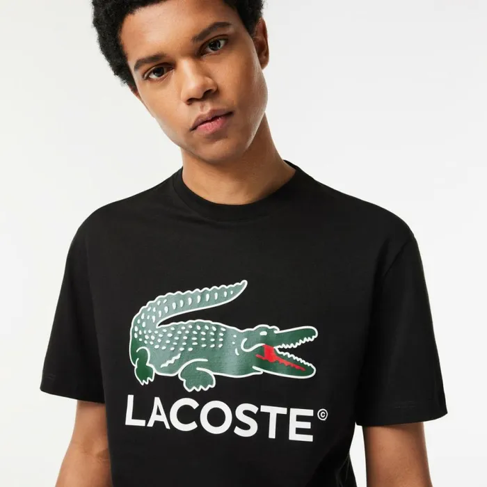 TShirts Men Lacoste Men039s Cotton Jersey Signature Print TShirt Black 031