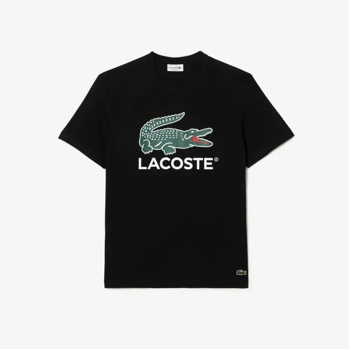 TShirts Men Lacoste Men039s Cotton Jersey Signature Print TShirt Black 031