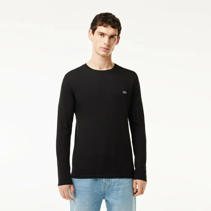 TShirts Men Lacoste Men039s Crew Neck Pima Cotton Jersey TShirt Black 031