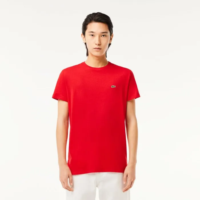 TShirts Men Lacoste Men039s Crew Neck Pima Cotton Jersey TShirt Red 240