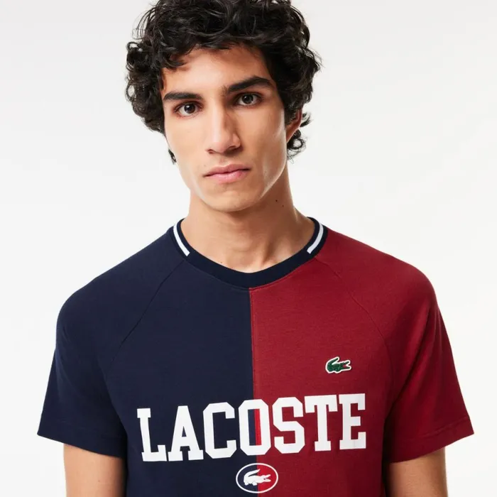 TShirts Men Lacoste Men039s Lacoste Sport X Daniil Medvedev UltraDry Tennis TShirt Navy Blue Bordeaux Isv
