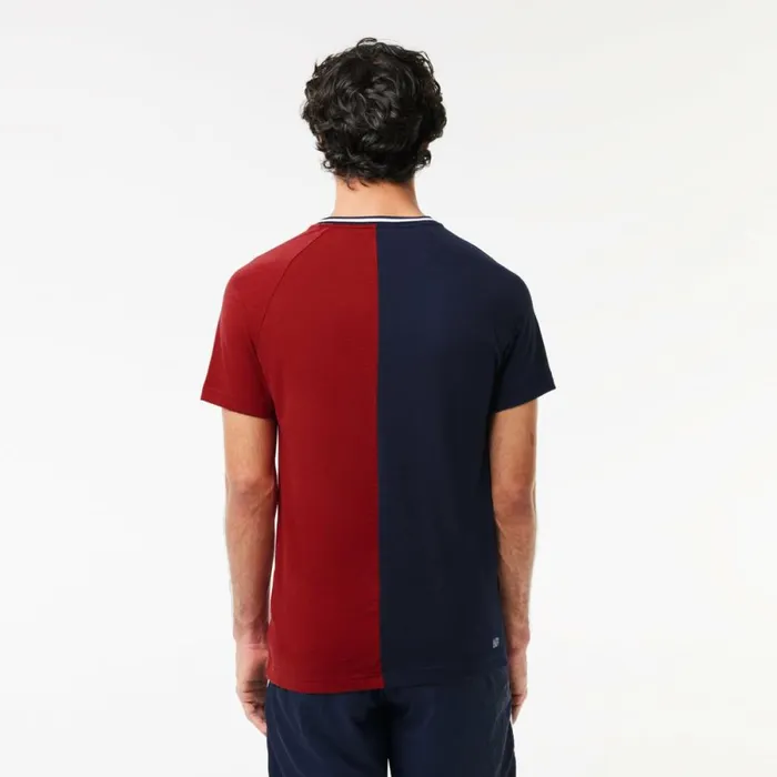 TShirts Men Lacoste Men039s Lacoste Sport X Daniil Medvedev UltraDry Tennis TShirt Navy Blue Bordeaux Isv