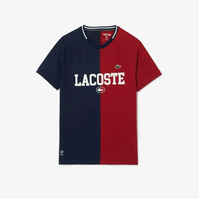 TShirts Men Lacoste Men039s Lacoste Sport X Daniil Medvedev UltraDry Tennis TShirt Navy Blue Bordeaux Isv