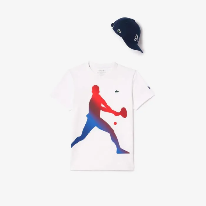 TShirts Men Lacoste Men039s Lacoste Tennis X Novak Djokovic TShirt and Cap Set White 001