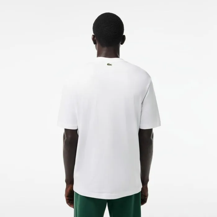 TShirts Men Lacoste Men039s Loose Fit Cotton Jersey Print TShirt White 001