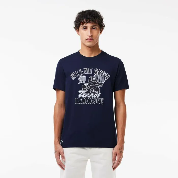 TShirts Men Lacoste Men039s Miami Open Edition UltraDry Tennis TShirt Navy Blue 166