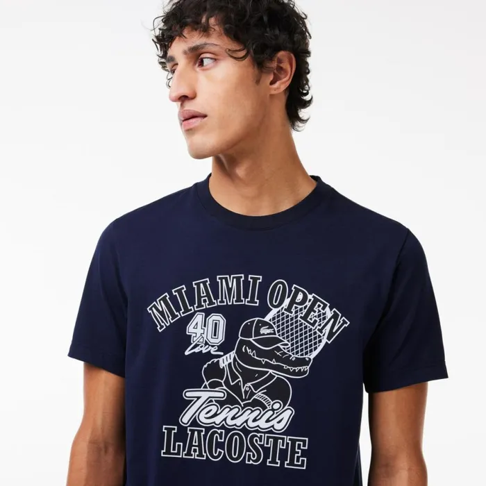 TShirts Men Lacoste Men039s Miami Open Edition UltraDry Tennis TShirt Navy Blue 166