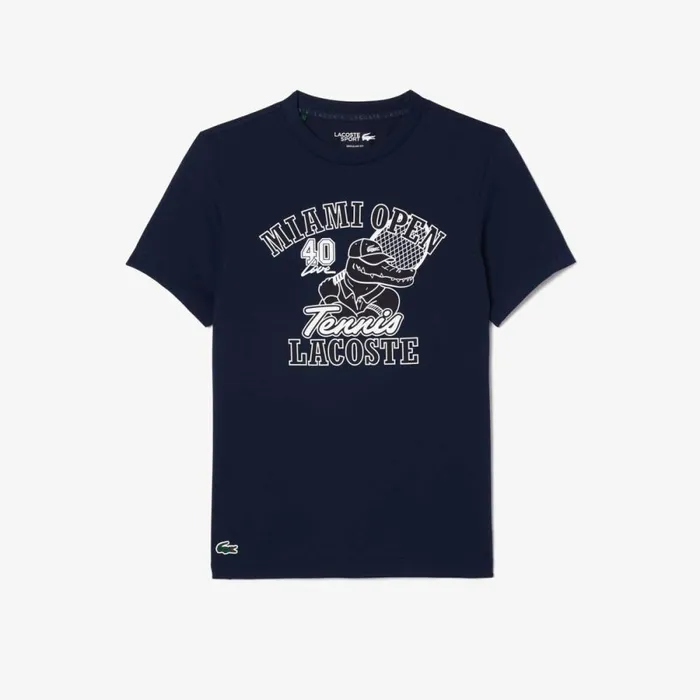 TShirts Men Lacoste Men039s Miami Open Edition UltraDry Tennis TShirt Navy Blue 166